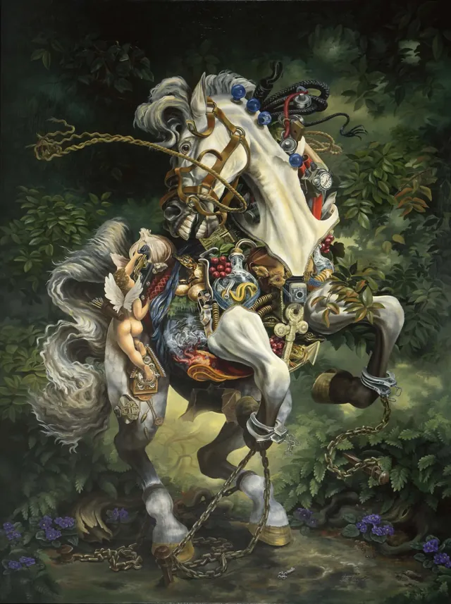 Knee-jerk Reaction, surrealist painting from the Fantasia collection
