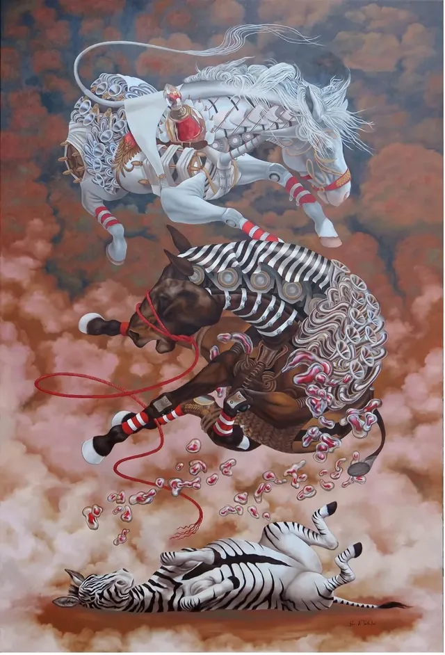 Taming the Zebra, surrealist painting from the Fantasia collection