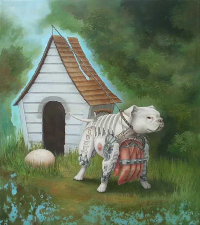 Mama’s Boy, surrealist painting from the Miniature collection