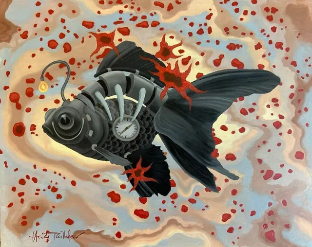 Ryukin 2, surrealist painting from the Miniature collection