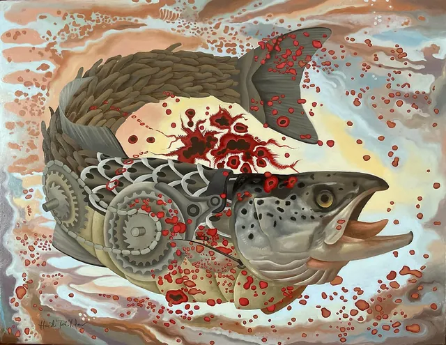 Steelhead, surrealist painting from the Miniature collection