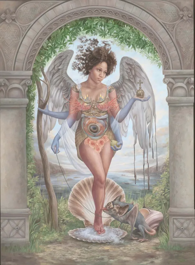 Pelican and the Vampire, surrealist painting from the Moody collection