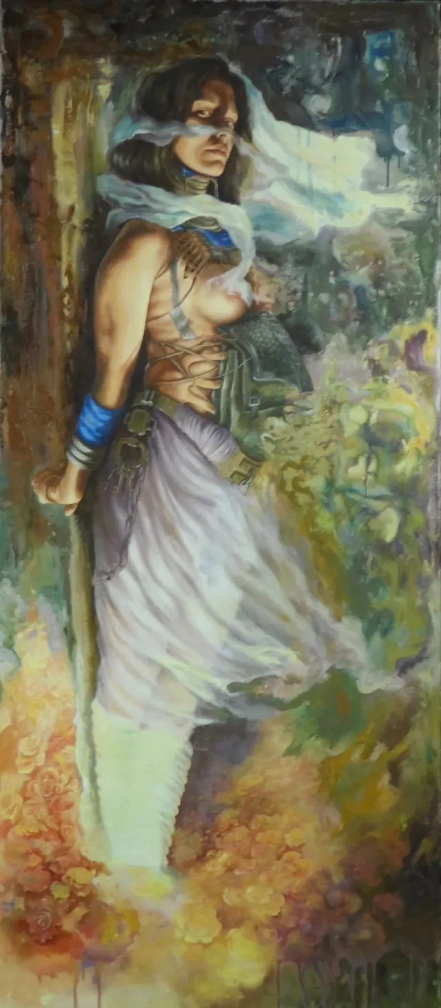 Trial by Fire, surrealist painting from the Moody collection