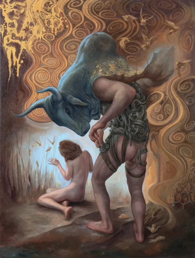 Try as They Might, surrealist painting from the Moody collection