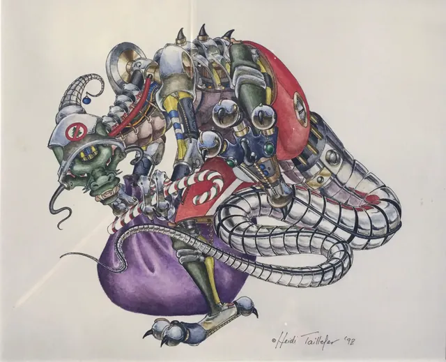 Grinch, surrealist painting from the Watercolour collection