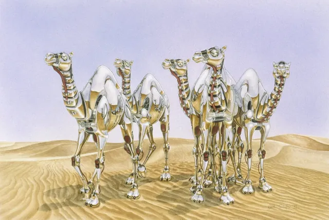 Reservoirs, surrealist painting from the Watercolour collection